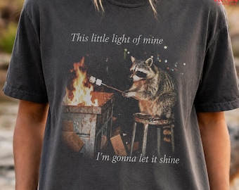 Funny Racoon Shirt, Women Comfort Colors T shirt, Funny best friend gift, Girly shirt, Dumpster Fire Raccoon TShirt, Mental Health Tee