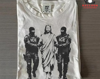 Youth + Adult Jesus Arrested Parody Anti ICE Comfort Colors T-shirts, Funny Meme Genz Dank Jesus Tee, Trendy Shirt, Gift For Him, Graphic