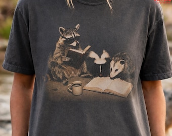 Vintage Raccoon Lovers Tee, Three Raccoons Comfort Colors Shirt, Retro Raccoons and Moon Tshirt, Funny Raccoon Shirt, 90s Raccoon Meme Tees