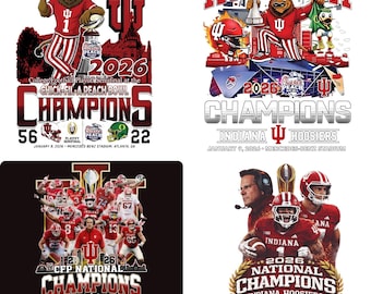 PNG 4 file Indiana Football 2026 National Champions, College Football Championship png, Game Day, Watch Party and Daily Wear, PNG Download