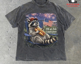 I Live Here Now Raccoon Comfort Colors T-shirts, Youth + Adult 4th Of July Raccoon Tee, Funny Shirt Retro Patriotic Fourth of July Cute Gift