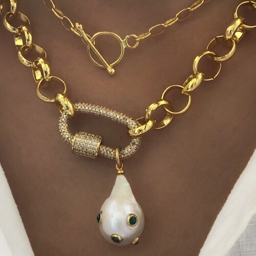 Gold Carabiner Necklace Gold Lock 