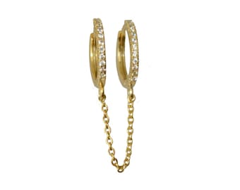 CZ double hoops, cz handcuff hoops, cz hoops, cz gold hoops, double cz huggies, chain hoops, double chain hoops, cz huggies, chain huggies