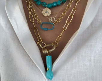 Carabiner necklace, gold carabiner necklace, cz carabiner necklace, shackle necklace, chunky carabiner necklace