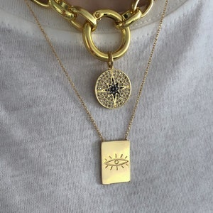 Gold locket necklace, gold carabiner necklace, carabiner necklace, gold star necklace, gold carabiner charm necklace, locket necklace image 4