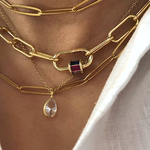 Gold CZ drop necklace, cz drop necklace, clear cz drop necklace, drop necklace, minimal drop necklace
