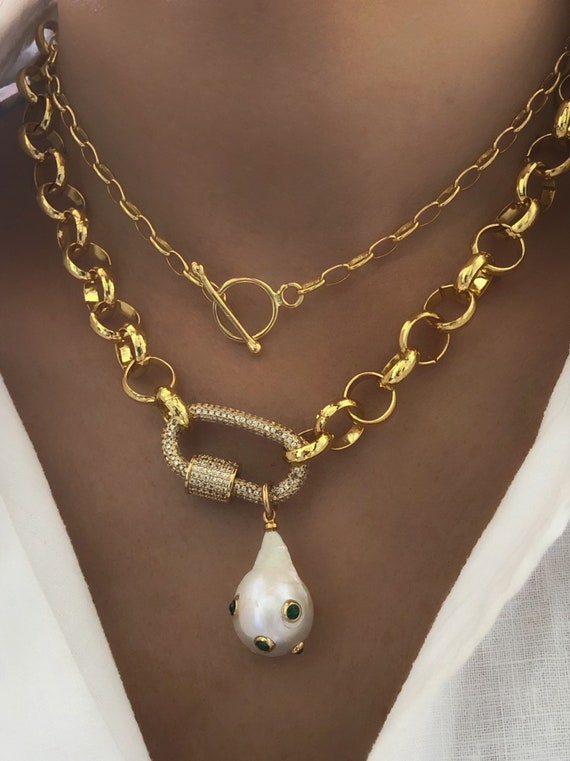 Versace vers GLD Chain LNK Lock Ncklc - Gold