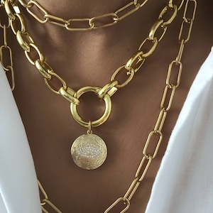 Gold locket necklace, gold carabiner necklace, carabiner necklace, gold star necklace, gold carabiner charm necklace, locket necklace image 2