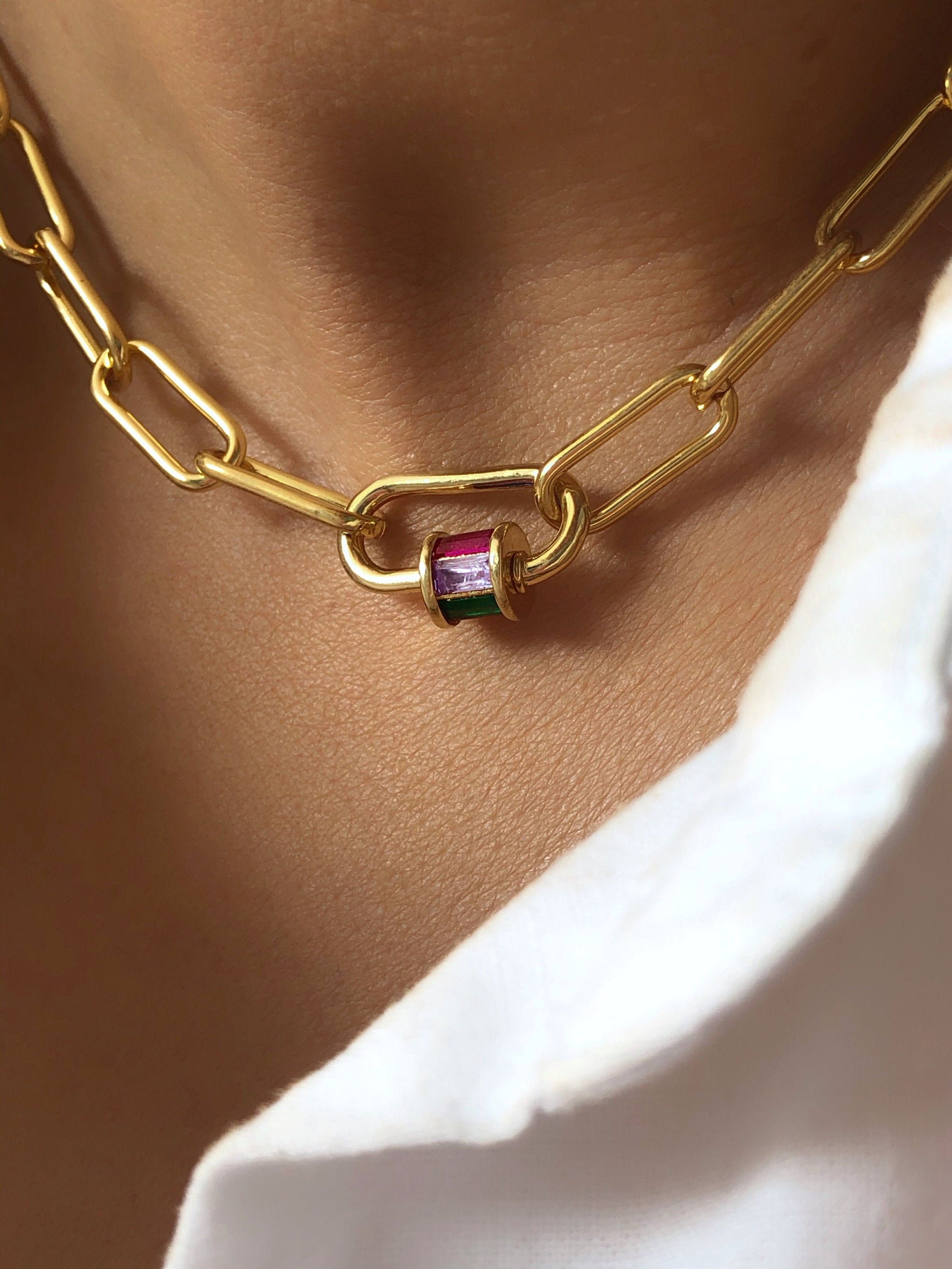 Carabiner Lock Necklace Gold Carabiner 