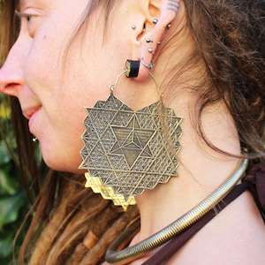 Macrame Earrings Mandala Macrame Earrings Hoop Earrings Tribal Earrings Boucles tribal Ethnic Earrings Sacred Geometry Earrings