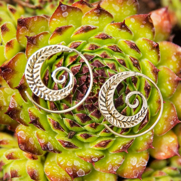 Mini Spiral Brass Earrings, Leaf Spiral Earrings, Tribal Jewellery, Ethnic Earrings, Indian Style, Boucles d'oreille Laiton Spirale
