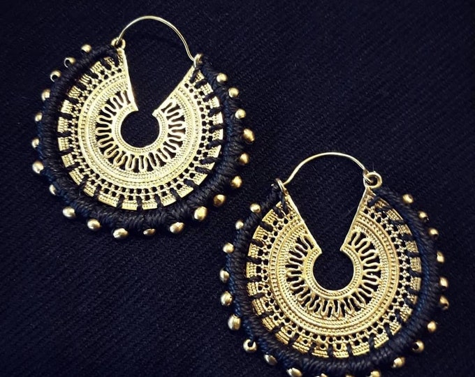 Boucles tribal Tribal Earrings Macrame Earrings Sacred Geometry Earrings Ethnic Earrings Hoop Earrings Mandala Macrame Earrings