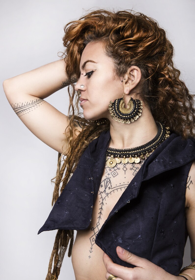 Nomadic Jewelry Boucles Touareg Tuareg Macrame Earrings Tuareg Macrame Necklace Tribal Set Tribal Gypsy Earrings Collier Touareg
