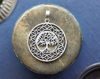 Tree of Life Pendant, Tree of Life Necklace, Silver Coated Pendant, Silver Coated Necklace, Tribal Necklace