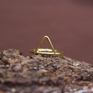 Triangle Brass Ring, Minimal Ring, Yoga Jewelry, Tribal Ring, Minimal Jewellery, Geometric Spiritual Jewelry, Ethnic Ring, Bague Flèche image 4