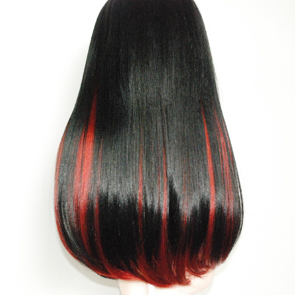 black wig red highlights