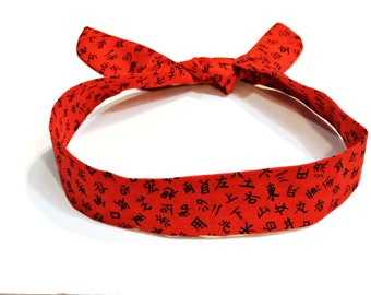 Neck Cooler Bandana, Cooling Scarf with Japanese Writing, Gel Stay Cool Tie Body Head Heat Relief Headband, Spa Wrap, Red and Black iycbrand