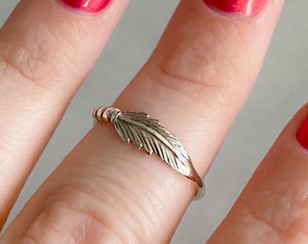 Feather Ring - sterling silver ring - silver ring