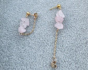 Rosalie Earrings - rose quartz earrings - Sterling silver earrings - gold fill earrings