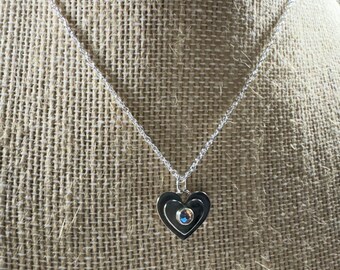 Blue/Yellow number 2 heart necklace