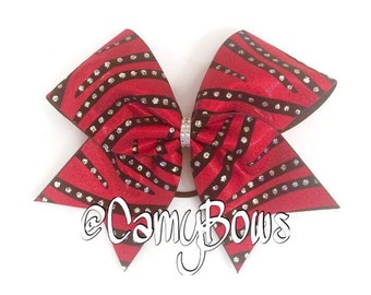 Cheer Bow Animal Print Zebra Red Black and Silver Glitter