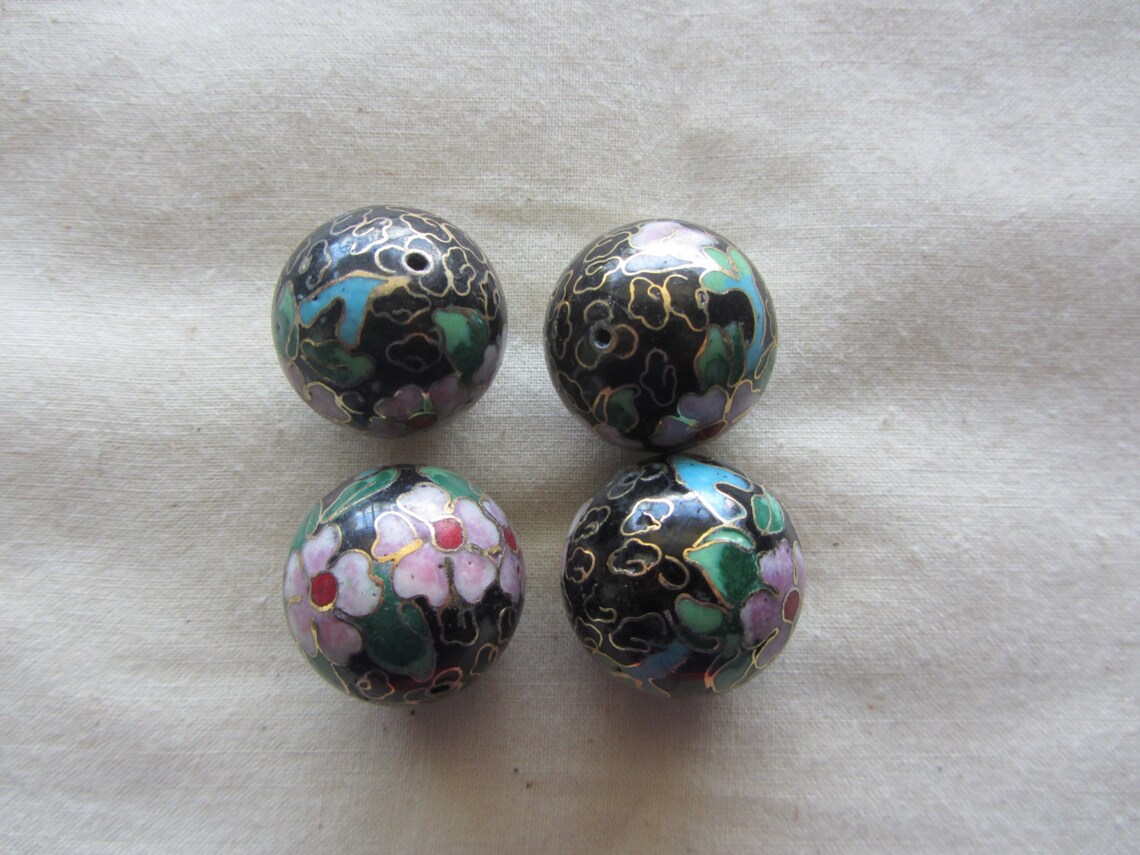 Vintage Cloisonne Beads 20mm Etsy