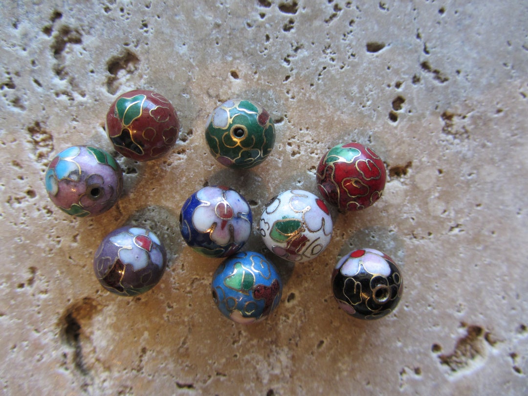 Vintage Cloisonne Beads 12mm Etsy