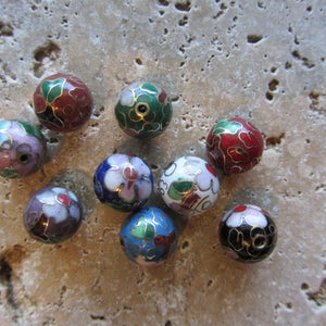 Vintage Cloisonne Beads  12mm