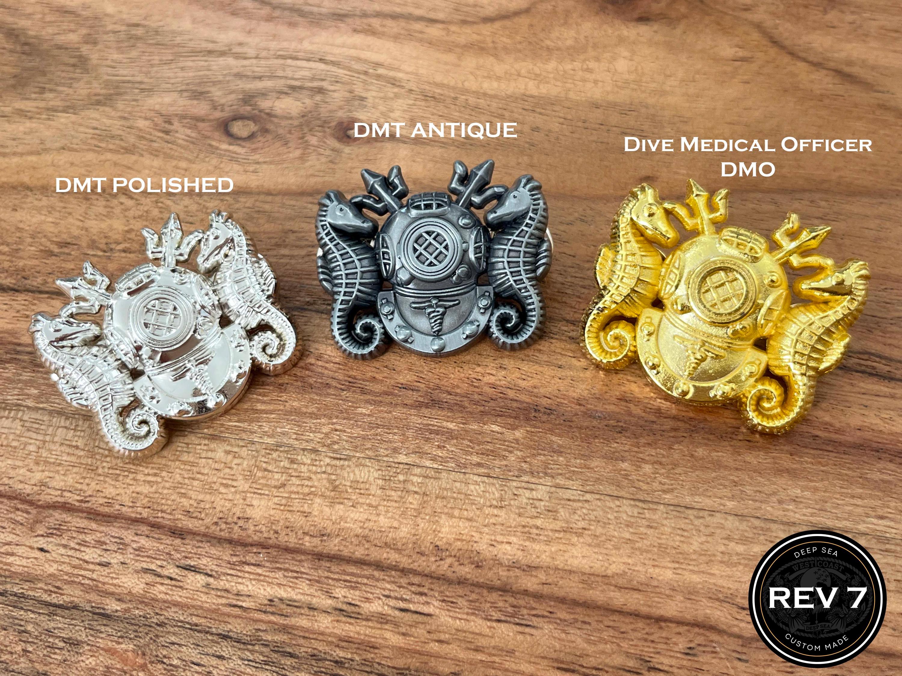Custom Dive Officer Pin: Antique/polished Silver/gold - Etsy display picture 1