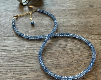Cornflower Blue Burmese Sapphire Necklace, in 14kt Yellow Gold
