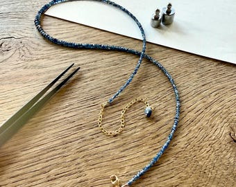 Graduated Australian Parti Sapphire Necklace, in 14kt Yellow Gold