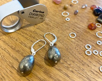 Fools Gold and Sterling Silver Earrings