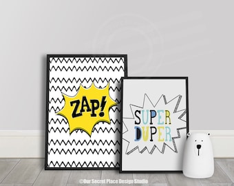 Kids Wall Art Superhero Print Boys Decoración de pared Niños Nursery Prints Toddler Wall Art Kids Boys Nursery Prints Superhero Nursery