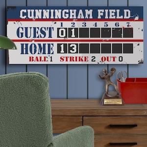 Boys Personalized Baseball Sign Custom Scoreboard Sign Boys Canvas Wall Art Kids Sports Decor Personalized Gift Boys Room Baseball Wall Art