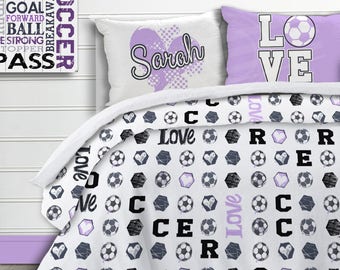 Girls Soccer Bedding for Girls Soccer Comforter Soccer Duvet Cover Soccer Bedding Set Custom Soccer Bedding Girls Sports Decor