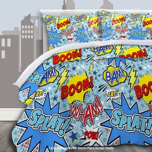 Ropa de cama para niños, juego de edredón para niños, funda de edredón XL para niños, ropa de cama para niños pequeños, decoración de guardería de superhéroes, decoración para habitación de niños