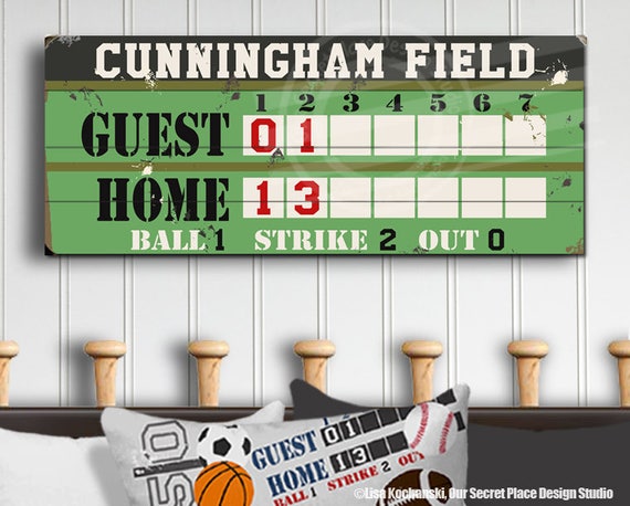 Custom Scoreboard Wood Scoreboard Sign Scoreboard Wall Art Scoreboard For Bedroom Wood Sports Signs For Boys Room Decor Baseball Scoreboard
