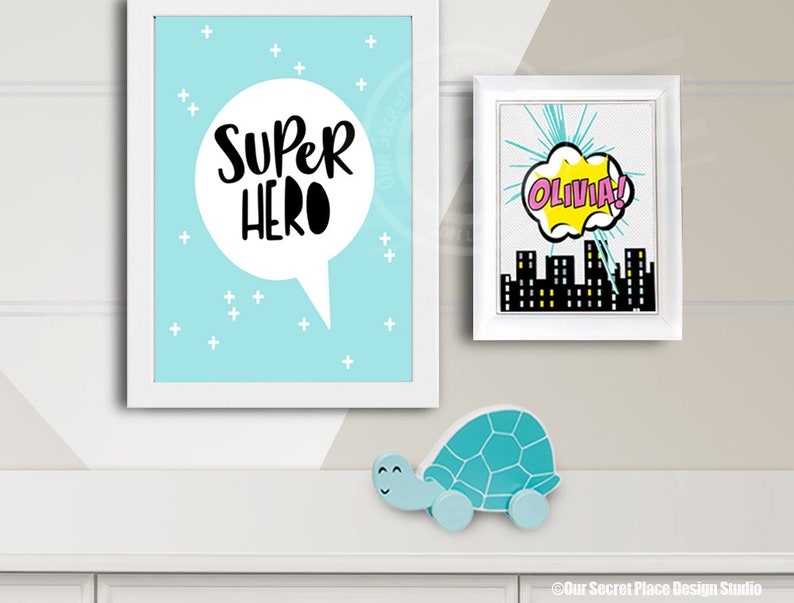 Girls Superhero Wall Art Superhero Wall Decor Girls Room Etsy