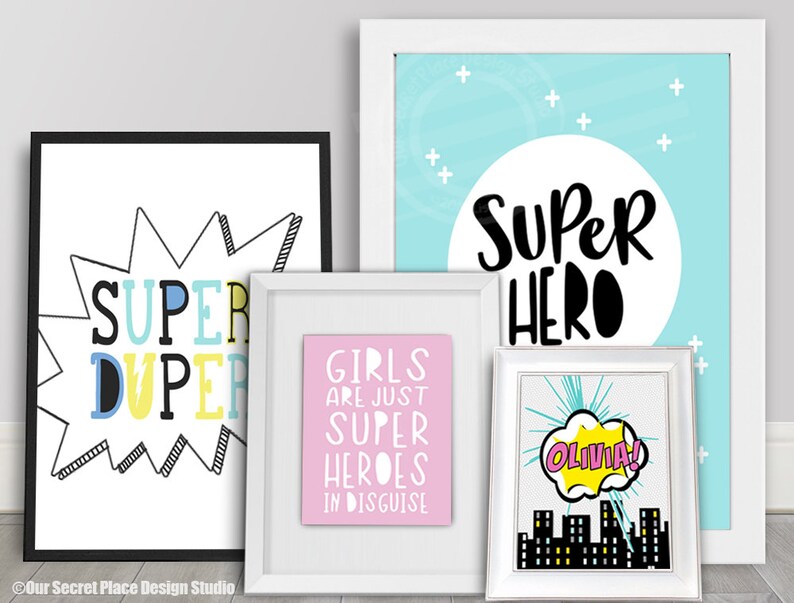 Girls Superhero Wall Art Superhero Wall Decor Girls Room Etsy