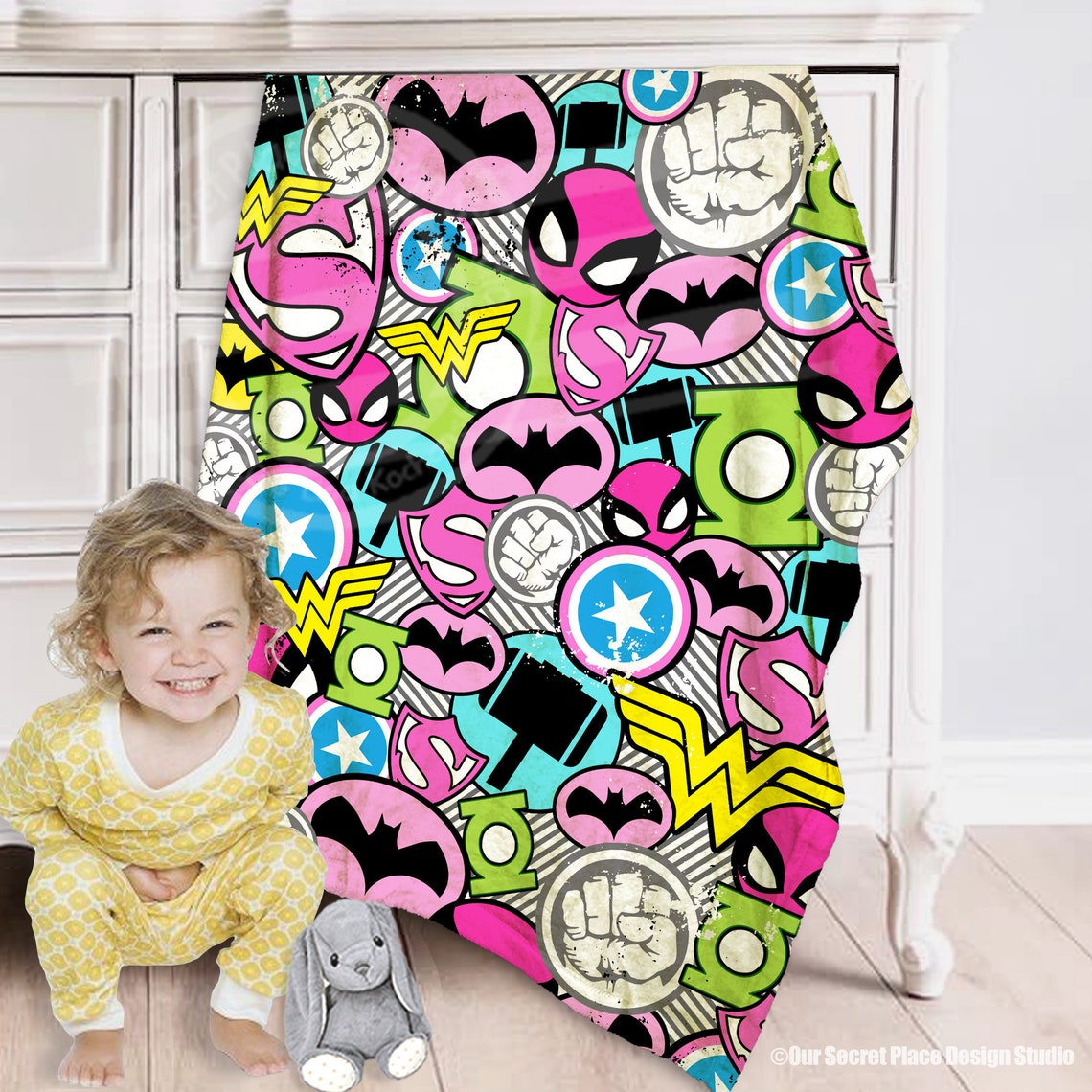 Girls Baby Blanket Girls Superhero Blanket Girls Crib Blanket Etsy