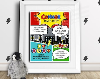 Personalized Baby Birth Stats Print Boys Personalized Wall Art Boys Nursery Name Art Custom Birth Details Baby Shower Gift for New Mom