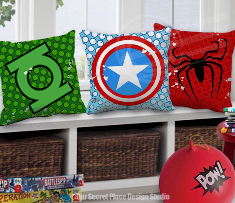 Kids Throw Pillow Boys Superhero Pillow Toddler Pillow Nursery Etsy