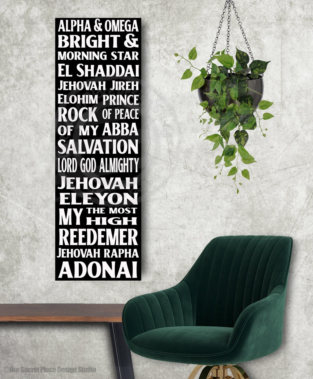 Hebrew Names of God Black White Canvas Christian Wall Art Old Testament ...