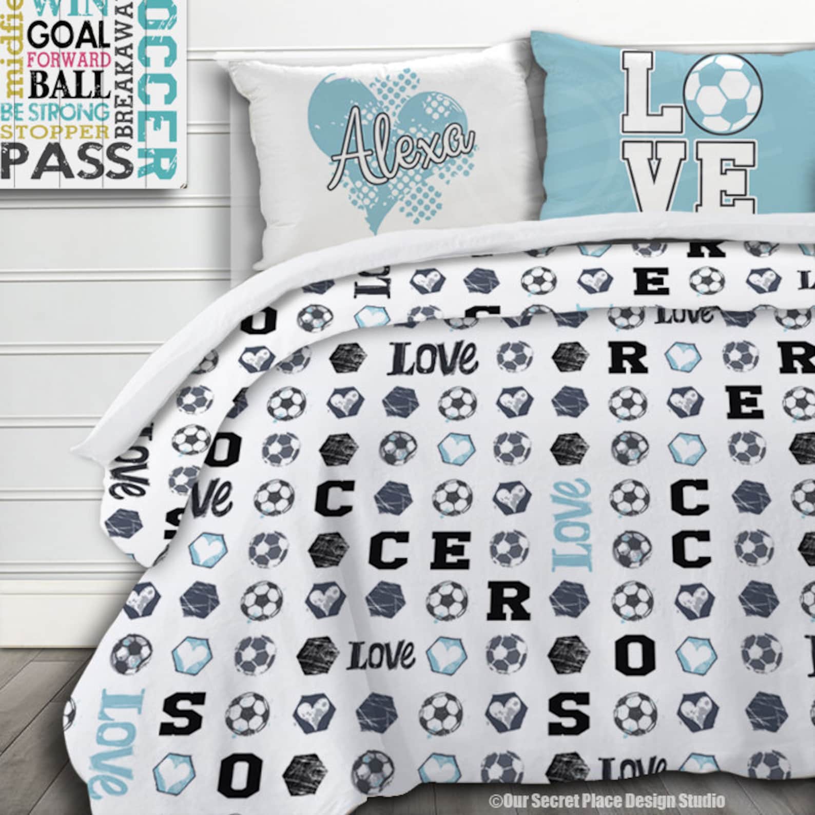 Girls Soccer Bedding for Girls Soccer Comforter Soccer Duvet Etsy