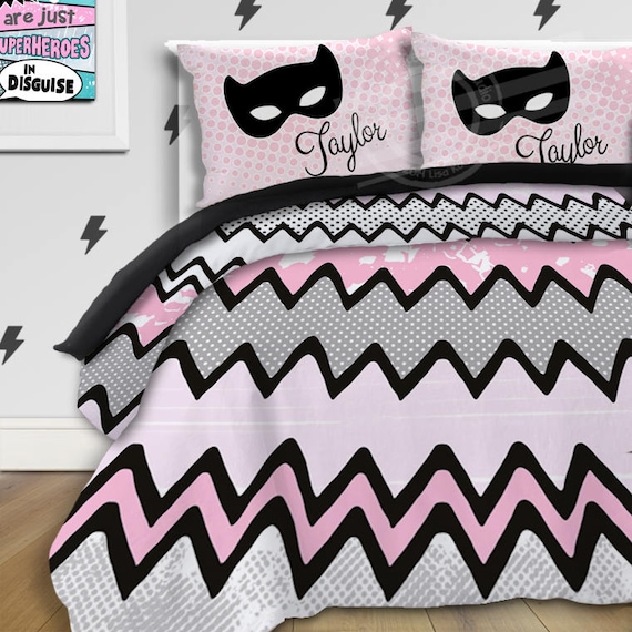 Girls Superhero Bedding For Girls Comic Book Bedding Kids Etsy