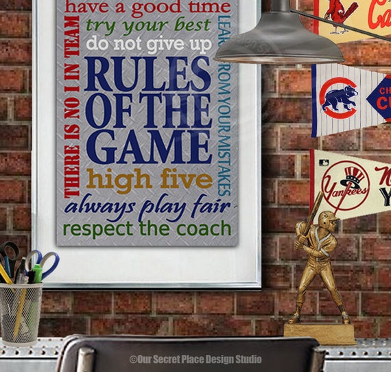 Rules Of The Game Boys Wall Art Teen Boys Wall Decor Teen Boys Etsy