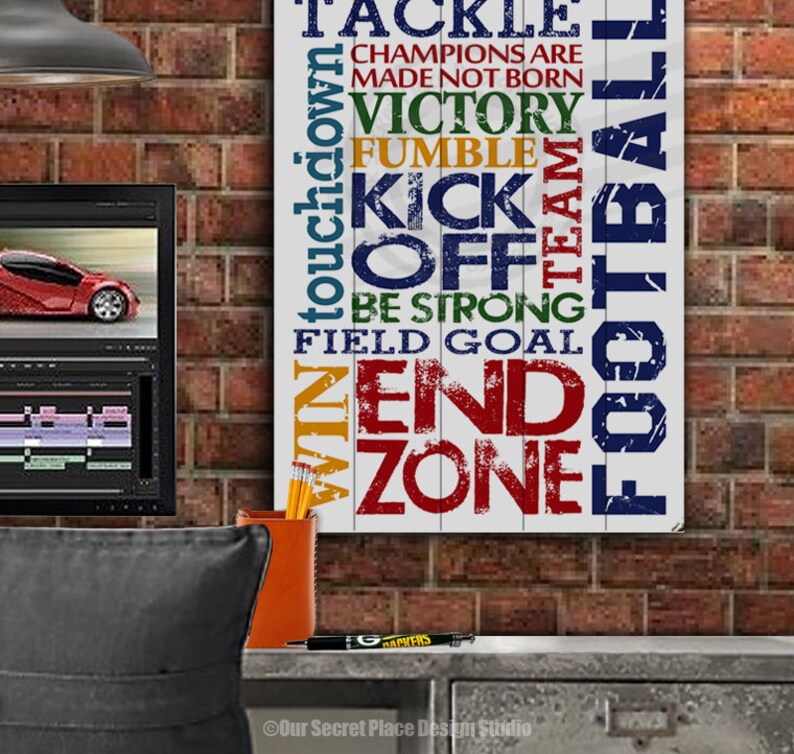 Wood Football Signs Football Wall Decor Football Room Decor Etsy