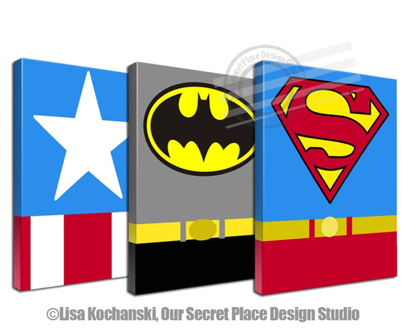 Superhero Canvas Superhero Wall Art Super Hero Room Decor Etsy