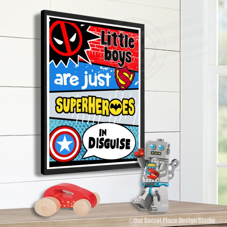 Superhero Wall Art Boys Nursery Print Superhero Wall Decor Etsy