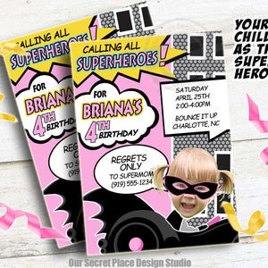 Druckbare Batgirl Geburtstagsparty Einladungen Foto Geburtstag Einladung für Mädchen Superhelden Party Superhelden Einladung Mädchen